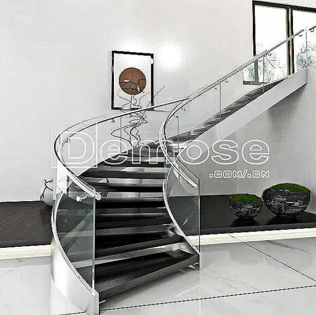 不銹鋼樓梯與玻璃元素的完美結合